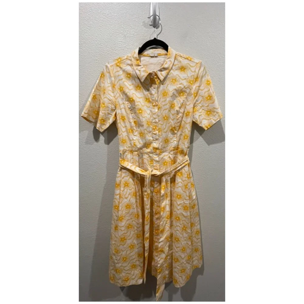 BODEN Yellow Floral Anastasia Short Sleeve Shirt Dress - Picture 2 of 4